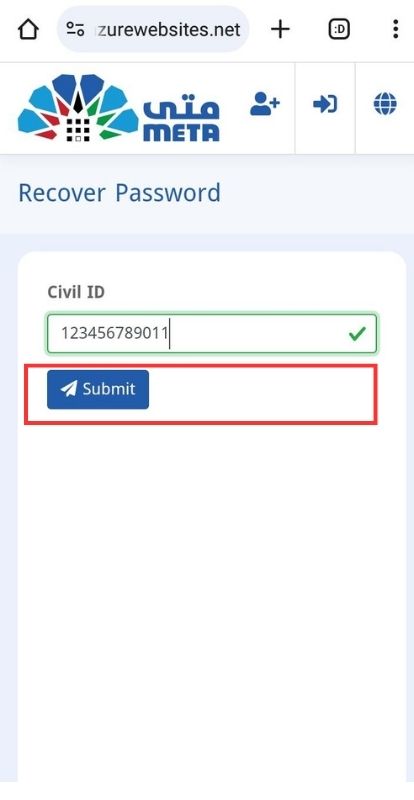 meta kuwait login password reset