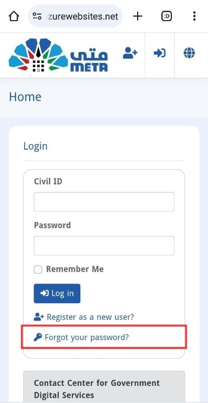 meta kuwait login password reset